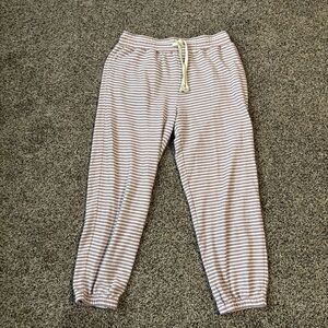 Madewell Cropped Pink Striped Joggers